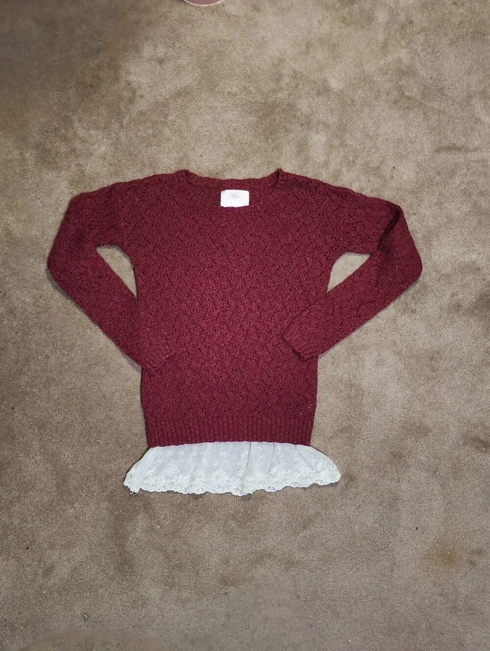 Justice Kids Marron Knitted Long Sleeve Shirt Sz 7/12